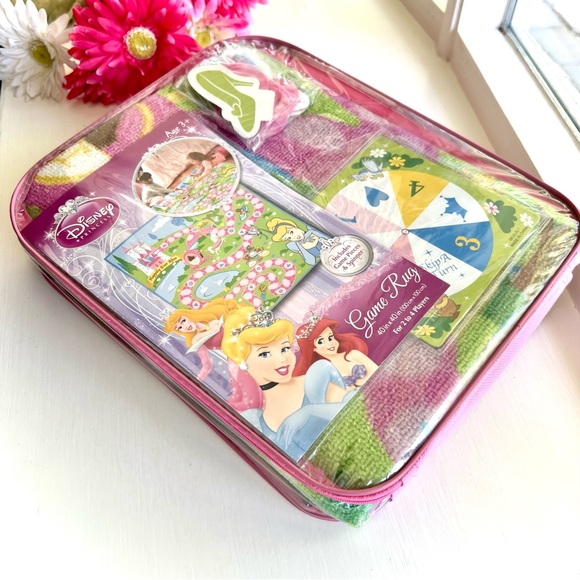 NEW Disney Princess Game Rug 40” x 40” Pink & Green w Spinner & Player Pieces - Picture 15 of 15